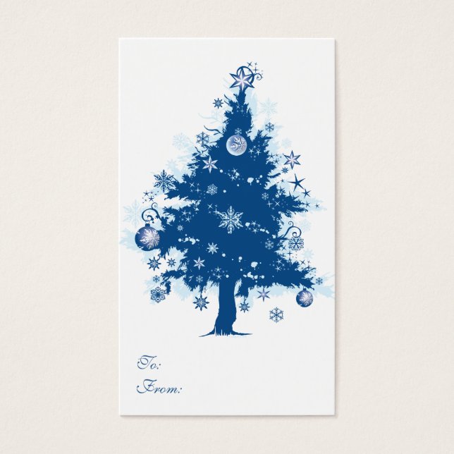 Blue Christmas Tree Gift Tag (Front)