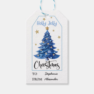 Blue Christmas Tree Gift Tags