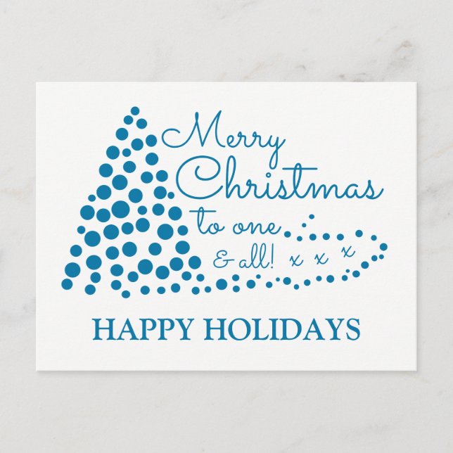 Blue Christmas Tree, Happy Holidays Holiday Postca Postcard (Front)