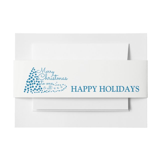 Blue Christmas Tree, Happy Holidays Invitation Bel Invitation Belly Band (Front Example)