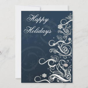 blue Christmas Tree Holiday Greetings Card
