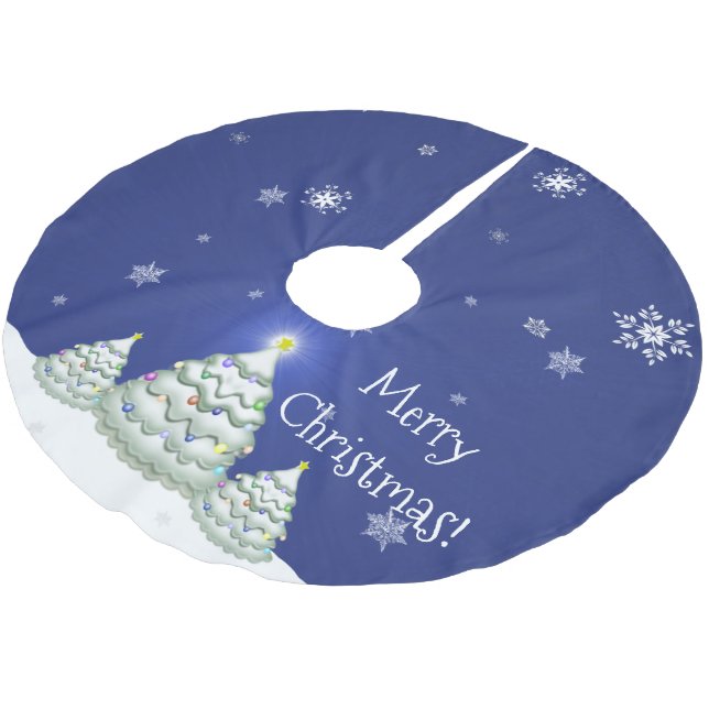 Blue Christmas Tree Holiday Tree Skirt (Angled)