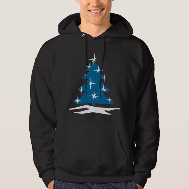 Blue Christmas Tree Hoodie Classic Holiday Shirt (Front)