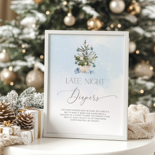 Blue Christmas tree hot chocolate bar Poster