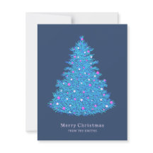 Blue Christmas tree illustration card