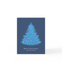 Blue Christmas tree illustration card