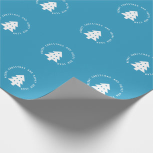 Blue Christmas Tree New Year Ornament Wrapping Paper