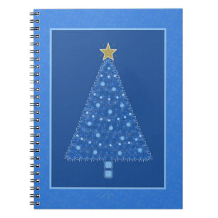 Blue Christmas Tree Notebook