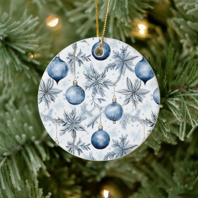 Blue Christmas Tree Ornaments All Over Print (Tree)