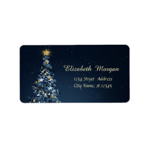 Blue Christmas Tree, Ornaments Holiday Label