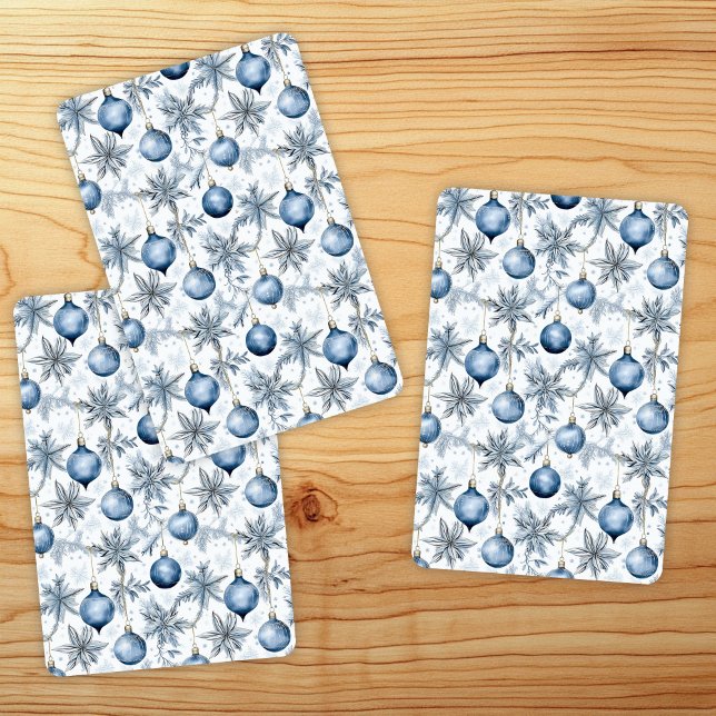 Blue Christmas Tree Ornaments Pattern Playing Cards (Creator Uploaded)