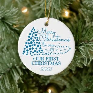 Blue Christmas Tree, Our First Christmas Christmas Ceramic Tree Decoration