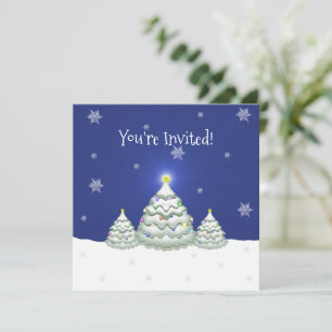 Blue Christmas Tree Party Invitation