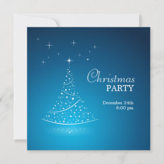 Blue Christmas Tree Party invitation