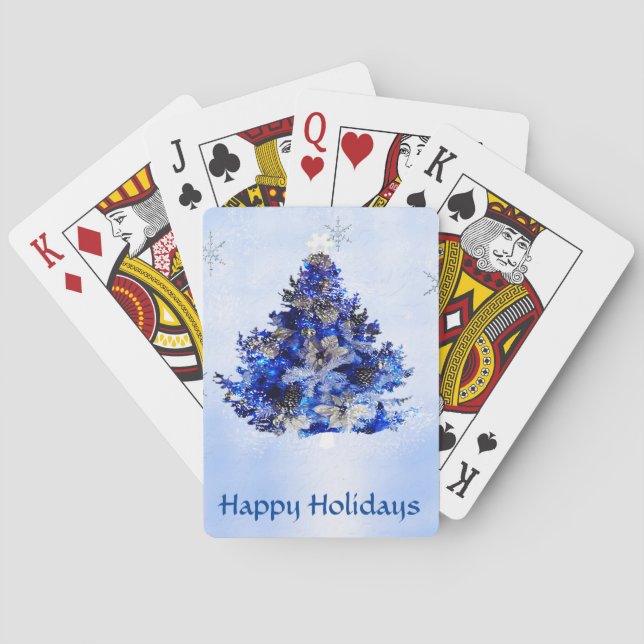 blue christmas tree playing cards (Back)