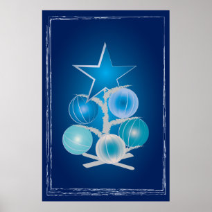 Blue Christmas tree Poster