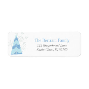 Blue Christmas Tree Return Address Label