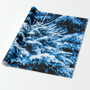 Blue Christmas Tree, Snow Wrapping Paper