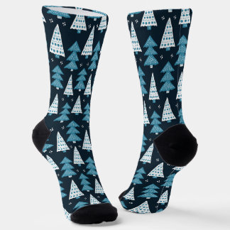 Blue Christmas Tree Socks