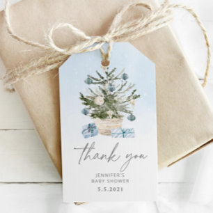 Blue Christmas tree thank you Gift Tags