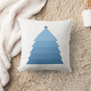 Blue Christmas Tree Throw Pillow