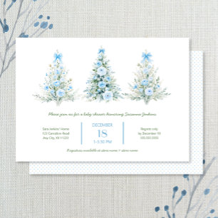 Blue Christmas Trees Boy Baby Shower Invitation