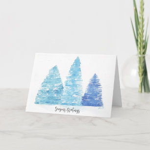 Blue Christmas Trees Card