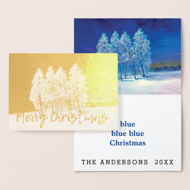 Blue Christmas Trees Foil Card (Display)