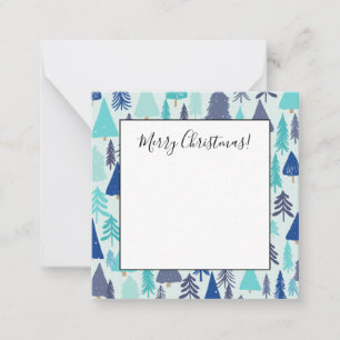 Blue Christmas Trees in an Evergreen Forest Card