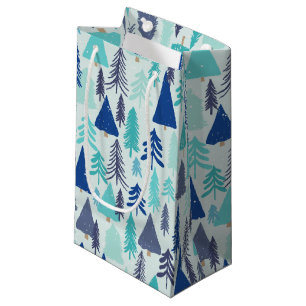 Blue Christmas Trees in an Evergreen Forest Small Gift Bag