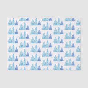 Blue Christmas Trees Tissue Paper