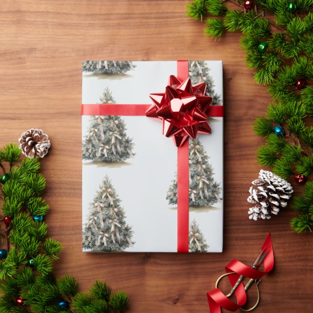 Blue Christmas Trees Wrapping Paper (Holiday Gift)