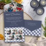 Blue Christmas Trifold Card<br><div class="desc">Transform your holiday season with our exquisite Christmas Trifold Holiday Photo Collage Card, featuring a stunning watercolor navy blue and white buffalo plaid pattern. This card radiates timeless elegance and festive charm, offering ample space to showcase your cherished memories. Elevate your holiday greetings with a sophisticated and heartfelt touch. Dive...</div>