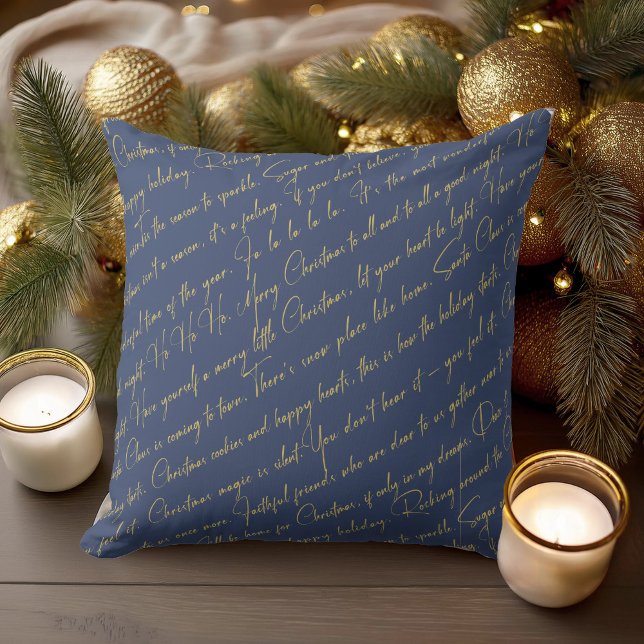 Blue  Christmas Typography Pattern#36 ID1009 Cushion (Creator Uploaded)