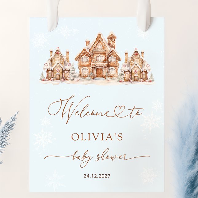 Blue Christmas Village Winter Baby Shower Welcome Poster (Creator Uploaded)