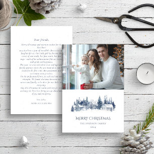 Blue Christmas Winter Annual Family Update Photo Holiday Card