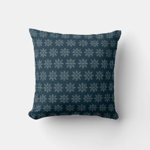 Blue christmas winter holidays snowflake cushion