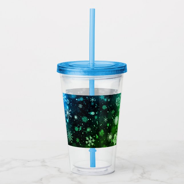 blue Christmas/winter snowflake Acrylic Tumbler (Front)