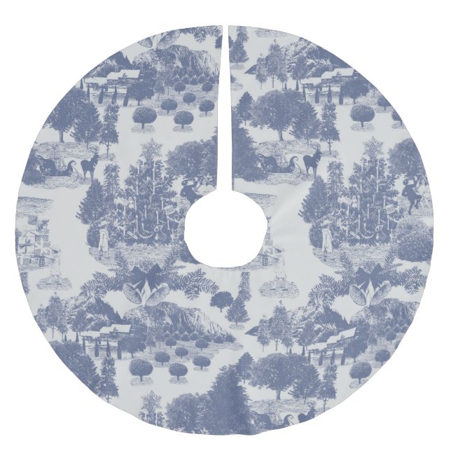 Blue Christmas Winter Wonderland Brushed Polyester Tree Skirt (Front)