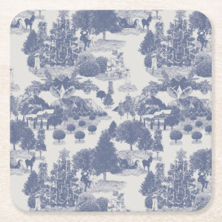 Blue Christmas Winter Wonderland Square Paper Coaster