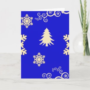 Blue Christmas with Cream Snowflakes Holiday Card