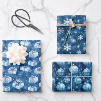 Blue Christmas  Wrapping Paper Sheet