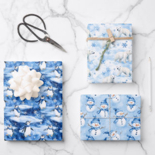 Blue Christmas  Wrapping Paper Sheet
