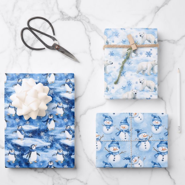 Blue Christmas  Wrapping Paper Sheet (Front)