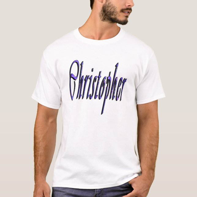 Blue Christopher Name Logo, T-Shirt (Front)