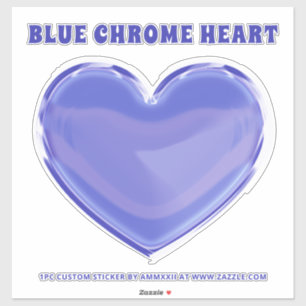 Blue Chrome Custom Heart Sticker