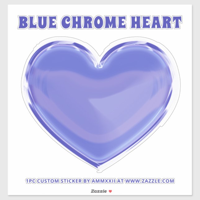 Blue Chrome Custom Heart Sticker (Sheet)