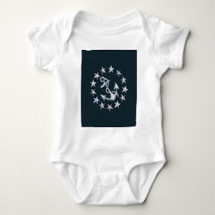 Blue Chrome Like Yacht Flag Automotive Grille Baby Bodysuit