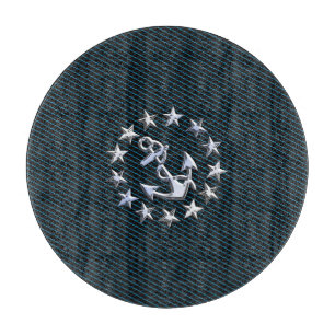 Blue Chrome Like Yacht Flag Automotive Grille Cutting Board