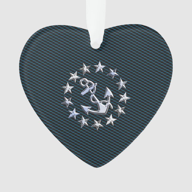 Blue Chrome Like Yacht Flag Automotive Grille Ornament (Front)